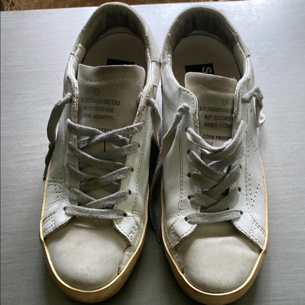 Golden Goose Superstar Low Rise Sneakers White and Gray Leather Size 38